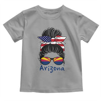 Patriotic Arizona Messy Bun Girl Graphic Toddler T Shirt American Flag Sunglasses Southwest State Pride Souvenir