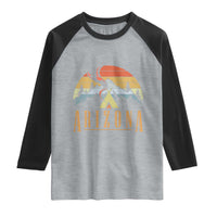 Vintage Arizona Camping Mountain Graphic Raglan Shirt Retro Sunset Wilderness Outdoor Adventure Souvenir