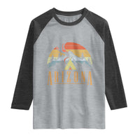 Vintage Arizona Camping Mountain Graphic Raglan Shirt Retro Sunset Wilderness Outdoor Adventure Souvenir