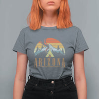 Vintage Arizona Camping Mountain Graphic T Shirt For Women Retro Sunset Wilderness Outdoor Adventure Souvenir
