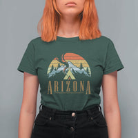 Vintage Arizona Camping Mountain Graphic T Shirt For Women Retro Sunset Wilderness Outdoor Adventure Souvenir