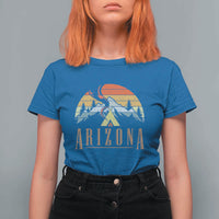 Vintage Arizona Camping Mountain Graphic T Shirt For Women Retro Sunset Wilderness Outdoor Adventure Souvenir