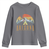 Vintage Arizona Camping Mountain Graphic Youth Sweatshirt Retro Sunset Wilderness Outdoor Adventure Souvenir