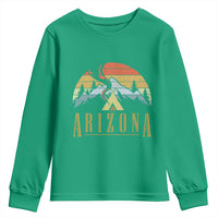 Vintage Arizona Camping Mountain Graphic Youth Sweatshirt Retro Sunset Wilderness Outdoor Adventure Souvenir