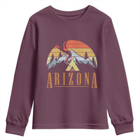 Vintage Arizona Camping Mountain Graphic Youth Sweatshirt Retro Sunset Wilderness Outdoor Adventure Souvenir