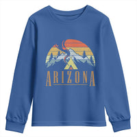 Vintage Arizona Camping Mountain Graphic Youth Sweatshirt Retro Sunset Wilderness Outdoor Adventure Souvenir