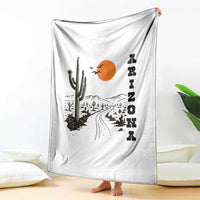 Retro Arizona Desert Road Sunset Graphic Throw Blanket Vintage Southwest Saguaro Cactus Travel Souvenir