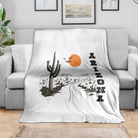 Retro Arizona Desert Road Sunset Graphic Throw Blanket Vintage Southwest Saguaro Cactus Travel Souvenir