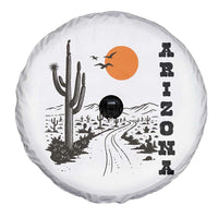Retro Arizona Desert Road Sunset Graphic Spare Tire Cover Vintage Southwest Saguaro Cactus Travel Souvenir