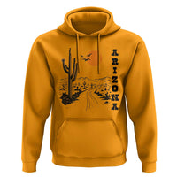 Retro Arizona Desert Road Sunset Graphic Hoodie Vintage Southwest Saguaro Cactus Travel Souvenir