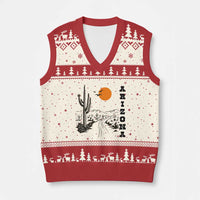 Retro Arizona Desert Road Sunset Graphic V-Neck Knit Sweater Vest Vintage Southwest Saguaro Cactus Travel Souvenir