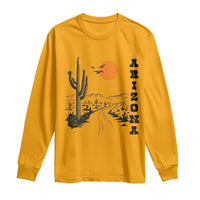 Retro Arizona Desert Road Sunset Graphic Long Sleeve Shirt Vintage Southwest Saguaro Cactus Travel Souvenir