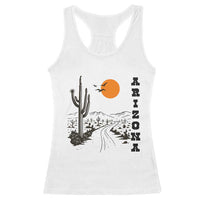 Retro Arizona Desert Road Sunset Graphic Racerback Tank Top Vintage Southwest Saguaro Cactus Travel Souvenir