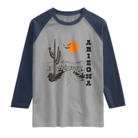 Retro Arizona Desert Road Sunset Graphic Raglan Shirt Vintage Southwest Saguaro Cactus Travel Souvenir