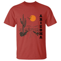 Retro Arizona Desert Road Sunset Graphic T Shirt Vintage Southwest Saguaro Cactus Travel Souvenir