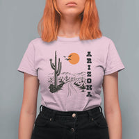 Retro Arizona Desert Road Sunset Graphic T Shirt For Women Vintage Southwest Saguaro Cactus Travel Souvenir