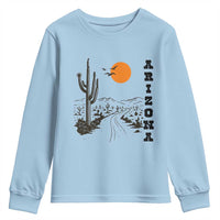 Retro Arizona Desert Road Sunset Graphic Youth Sweatshirt Vintage Southwest Saguaro Cactus Travel Souvenir