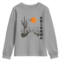 Retro Arizona Desert Road Sunset Graphic Youth Sweatshirt Vintage Southwest Saguaro Cactus Travel Souvenir