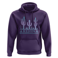 Retro Neon Silhouette Cactus Arizona Graphic Hoodie Modern Southwest Desert Aesthetic Travel Souvenir