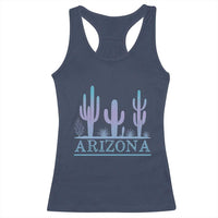 Retro Neon Silhouette Cactus Arizona Graphic Racerback Tank Top Modern Southwest Desert Aesthetic Travel Souvenir