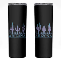 Retro Neon Silhouette Cactus Arizona Graphic Skinny Tumbler Modern Southwest Desert Aesthetic Travel Souvenir