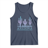 Retro Neon Silhouette Cactus Arizona Graphic Tank Top Modern Southwest Desert Aesthetic Travel Souvenir