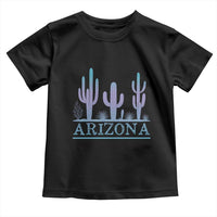 Retro Neon Silhouette Cactus Arizona Graphic Toddler T Shirt Modern Southwest Desert Aesthetic Travel Souvenir