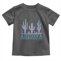 Retro Neon Silhouette Cactus Arizona Graphic Toddler T Shirt Modern Southwest Desert Aesthetic Travel Souvenir
