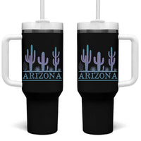 Retro Neon Silhouette Cactus Arizona Graphic Tumbler With Handle Modern Southwest Desert Aesthetic Travel Souvenir