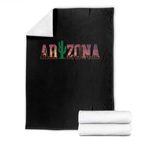 Scenic Arizona Sunset Landscape Graphic Throw Blanket Southwest Saguaro Cactus Letters Travel Souvenir