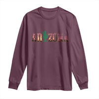 Scenic Arizona Sunset Landscape Graphic Long Sleeve Shirt Southwest Saguaro Cactus Letters Travel Souvenir