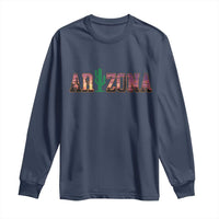 Scenic Arizona Sunset Landscape Graphic Long Sleeve Shirt Southwest Saguaro Cactus Letters Travel Souvenir
