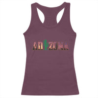 Scenic Arizona Sunset Landscape Graphic Racerback Tank Top Southwest Saguaro Cactus Letters Travel Souvenir