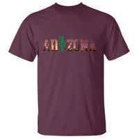 Scenic Arizona Sunset Landscape Graphic T Shirt Southwest Saguaro Cactus Letters Travel Souvenir