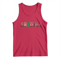 Scenic Arizona Sunset Landscape Graphic Tank Top Southwest Saguaro Cactus Letters Travel Souvenir