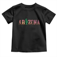 Scenic Arizona Sunset Landscape Graphic Toddler T Shirt Southwest Saguaro Cactus Letters Travel Souvenir