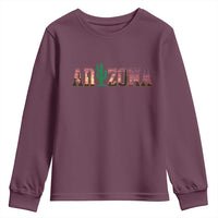 Scenic Arizona Sunset Landscape Graphic Youth Sweatshirt Southwest Saguaro Cactus Letters Travel Souvenir