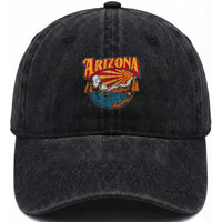 Retro Arizona Fly Fishing River Graphic Washed Cotton Baseball Cap Vintage Angler Outdoor Mountain Adventure Souvenir