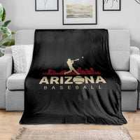 Vintage Arizona State Pride Baseball Player Graphic Throw Blanket Vintage Phoenix Skyline Batter Sports Fan
