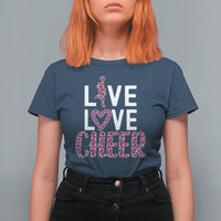 Cheerleading T Shirt For Women Live Love Cheer Girl Pink Leopard Cheerleader - Wonder Print Shop