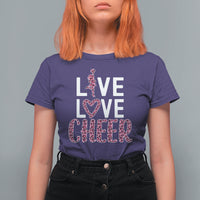 Cheerleading T Shirt For Women Live Love Cheer Girl Pink Leopard Cheerleader - Wonder Print Shop