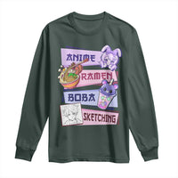 Anime Ramen Boba Sketching Long Sleeve Shirt Kawaii Girl Bubble Tea Otaku Manga Lover Japanese Pop Culture