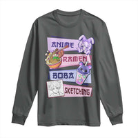 Anime Ramen Boba Sketching Long Sleeve Shirt Kawaii Girl Bubble Tea Otaku Manga Lover Japanese Pop Culture