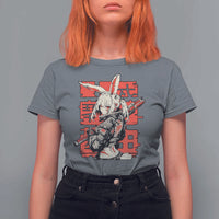 Anime Manga Cyberpunk T Shirt For Women Techwear Harajuku Style Bunny Girl - Wonder Print Shop