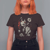 Horror Anime Manga T Shirt For Women Japanese Creepy Kawaii Goth Otaku - Wonder Print Shop