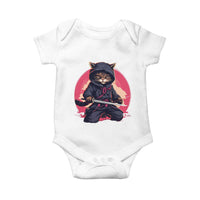 Japanese Ninja Cat Baby Onesie Ancient Japan Warrior Samurai Tattoo Kawaii Vintage