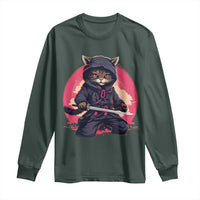 Japanese Ninja Cat Long Sleeve Shirt Ancient Japan Warrior Samurai Tattoo Kawaii Vintage