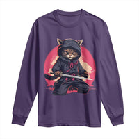 Japanese Ninja Cat Long Sleeve Shirt Ancient Japan Warrior Samurai Tattoo Kawaii Vintage