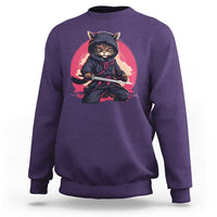 Japanese Ninja Cat Sweatshirt Ancient Japan Warrior Samurai Tattoo Kawaii Vintage - Wonder Print Shop