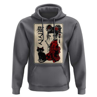 Japanese Gothic Kawaii Anime Samurai Cat Hoodie Japan Female Bushido Graphic With Kanji Retro Vintage